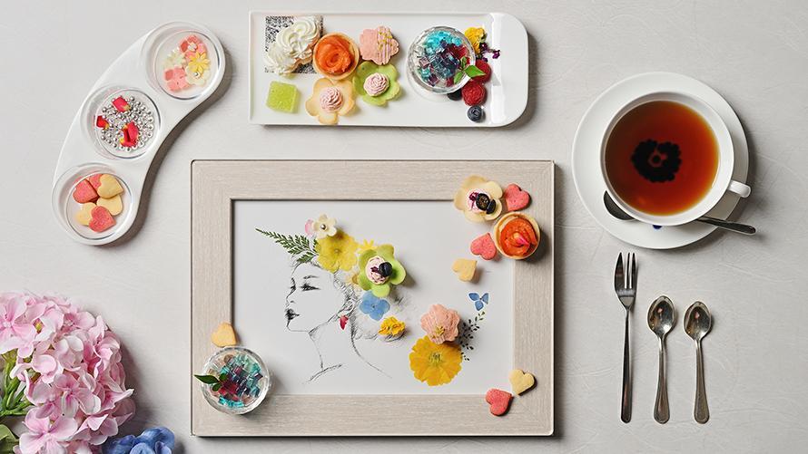 「花のレイヤーが紡ぐ “あまいろ”アート」スイーツプレートセット